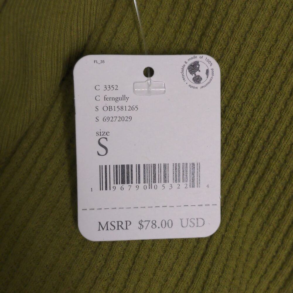 Free People Santa Clara Thermal Top Shirt Ferngully (Green) Slouchy V-Neck S New - Picture 11 of 12